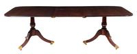 A George III Style Mahogany Double Pedestal Dining Table Height 29 3/4 x length 77 x depth 47 inches. — LATE 19TH/EARLY 20TH CENTURY