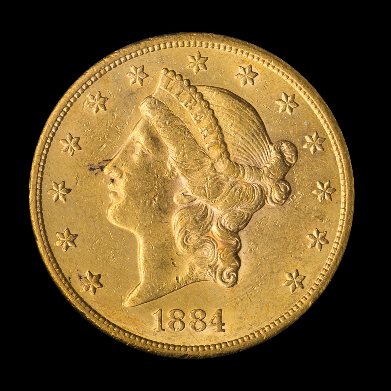 A United States 1884-CC Liberty Head $20 Gold Coin