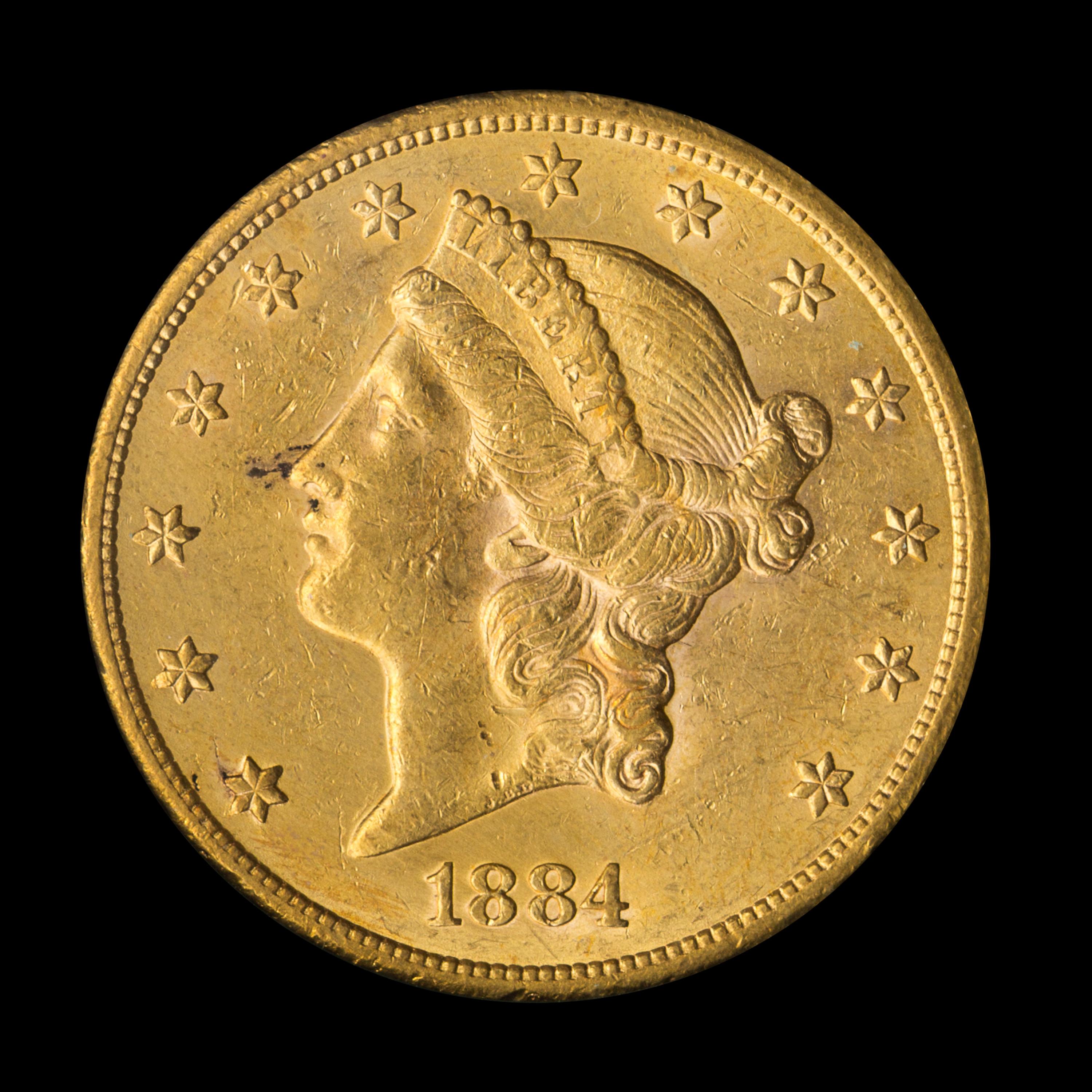A United States 1884-CC Liberty Head $20 Gold Coin