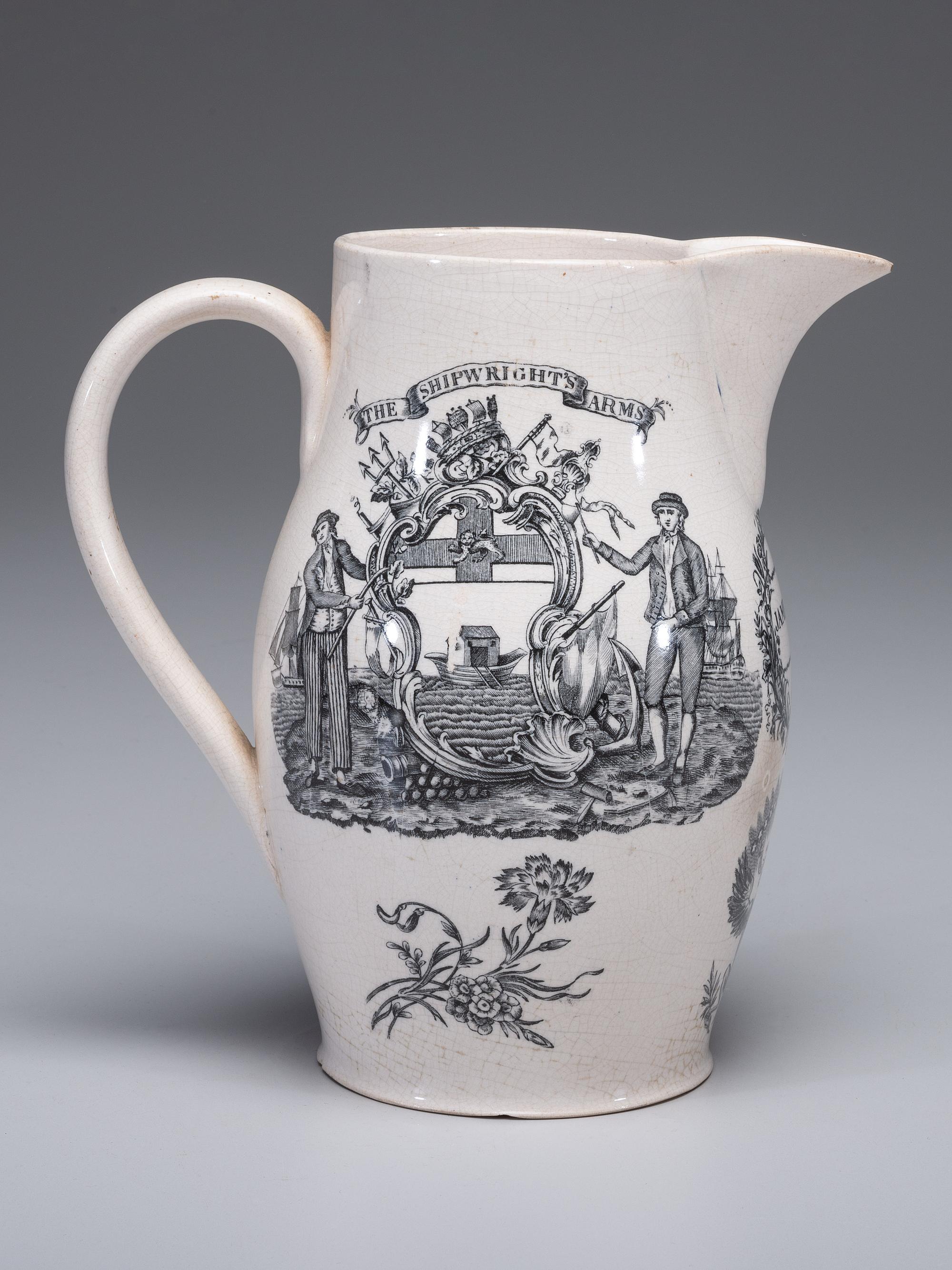 A Liverpool Transfer-Decorated Creamware Pitcher