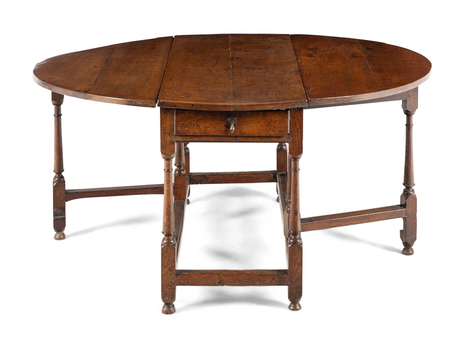 A William and Mary Style Oak Drop-Leaf Table