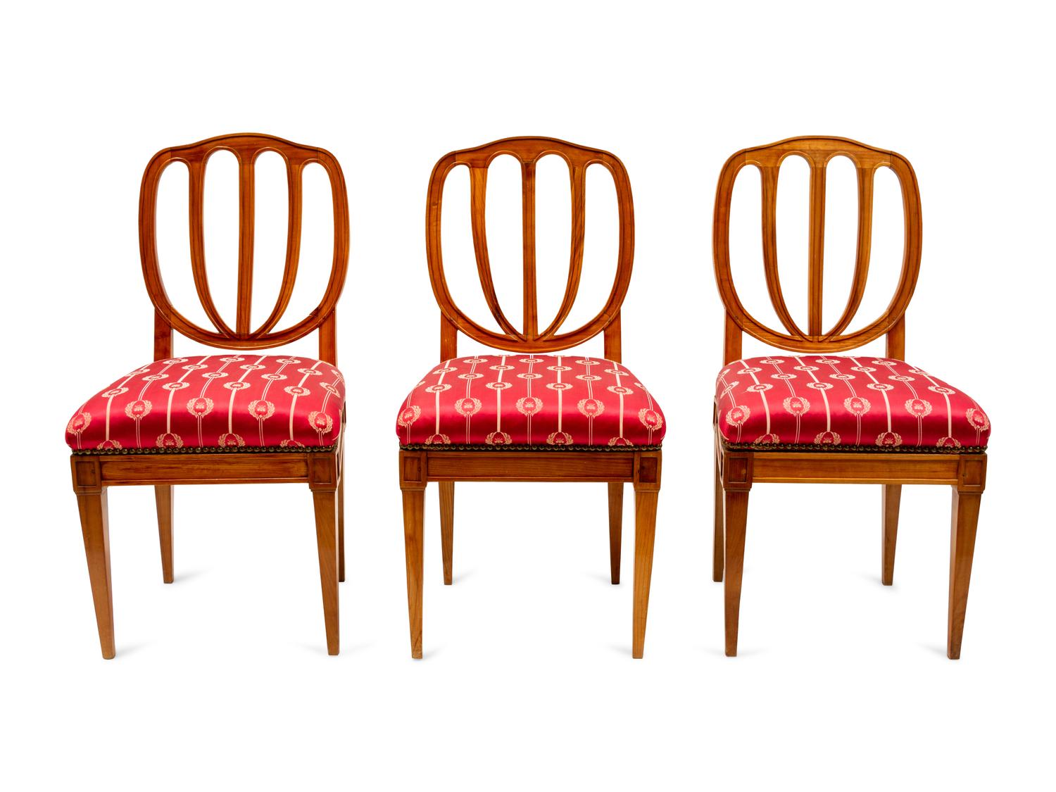 Three French Fruitwood Side Chairs