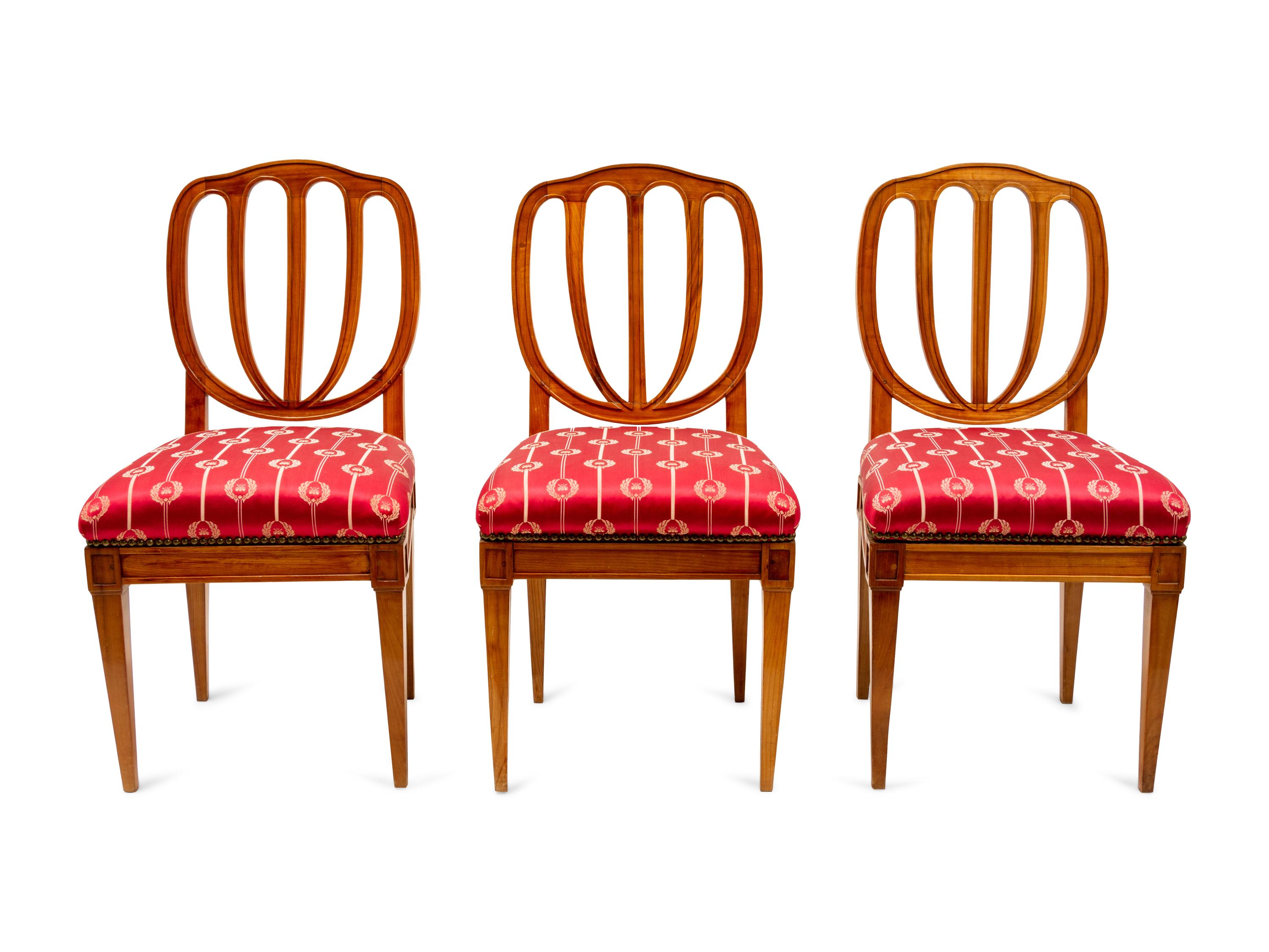 Three French Fruitwood Side Chairs