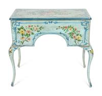 A Louis XV Style Painted Dressing Table with Polychromed Floral Decoration
