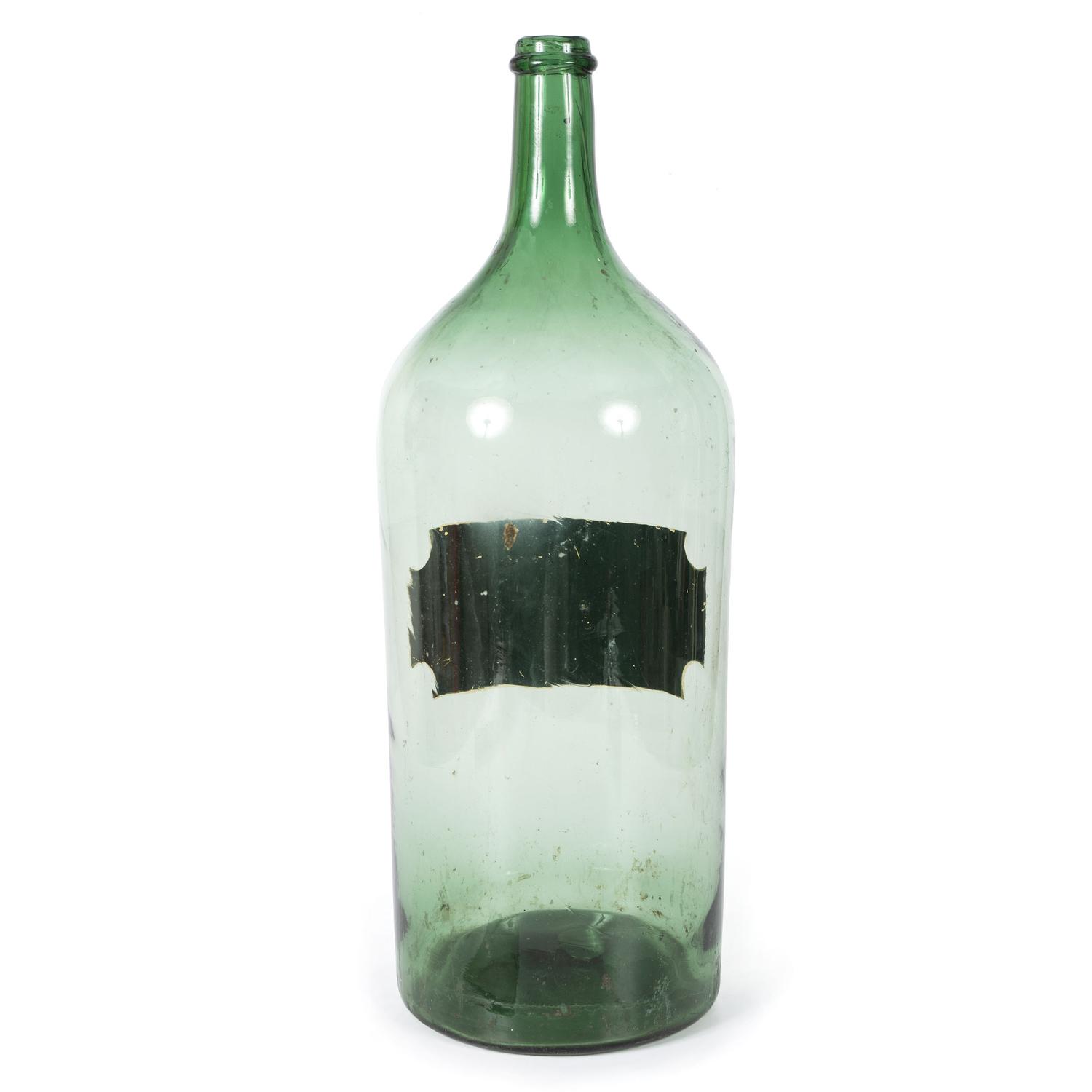 An English Painted Green Glass Laudanum Apothecary Jar