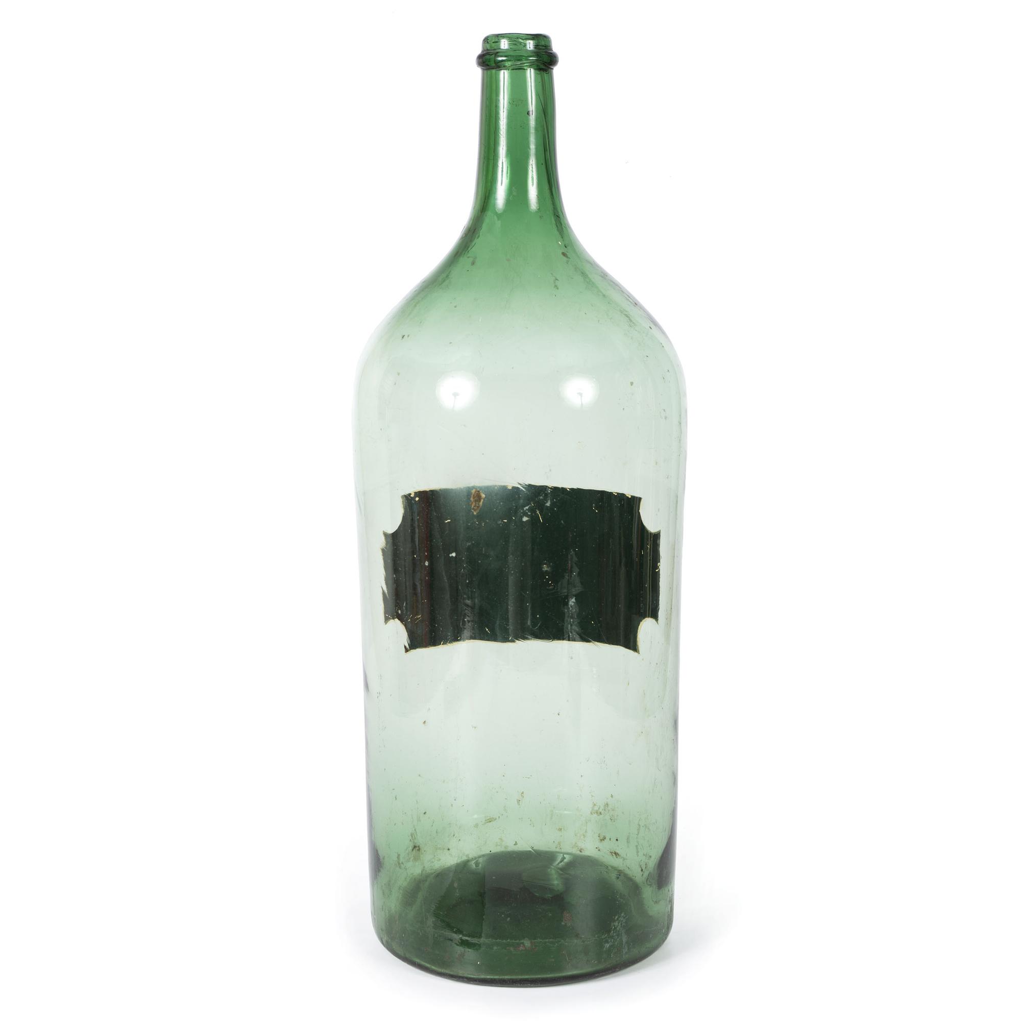 An English Painted Green Glass Laudanum Apothecary Jar