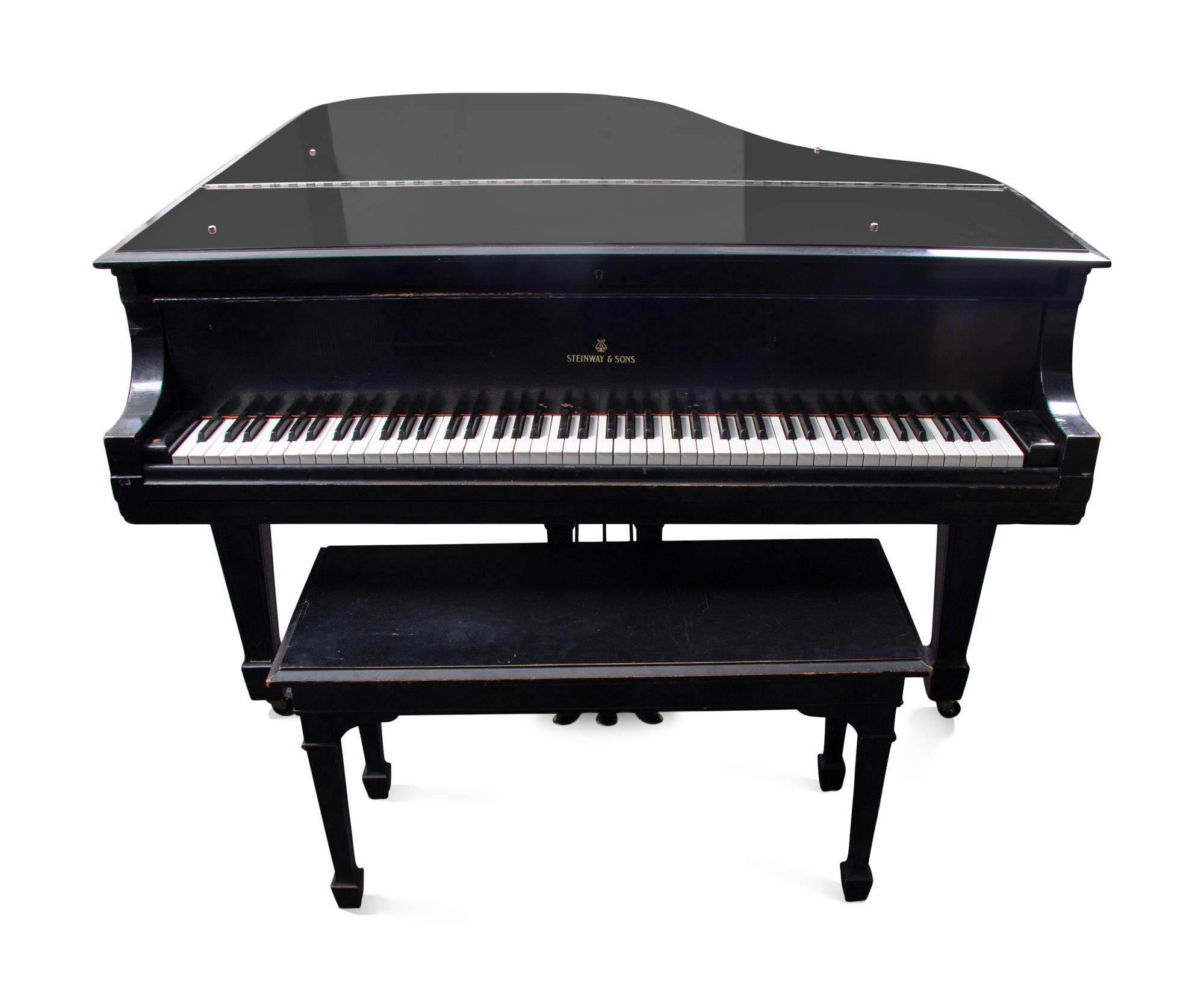 A Steinway and Sons Model L Black Lacquer Baby Grand Piano