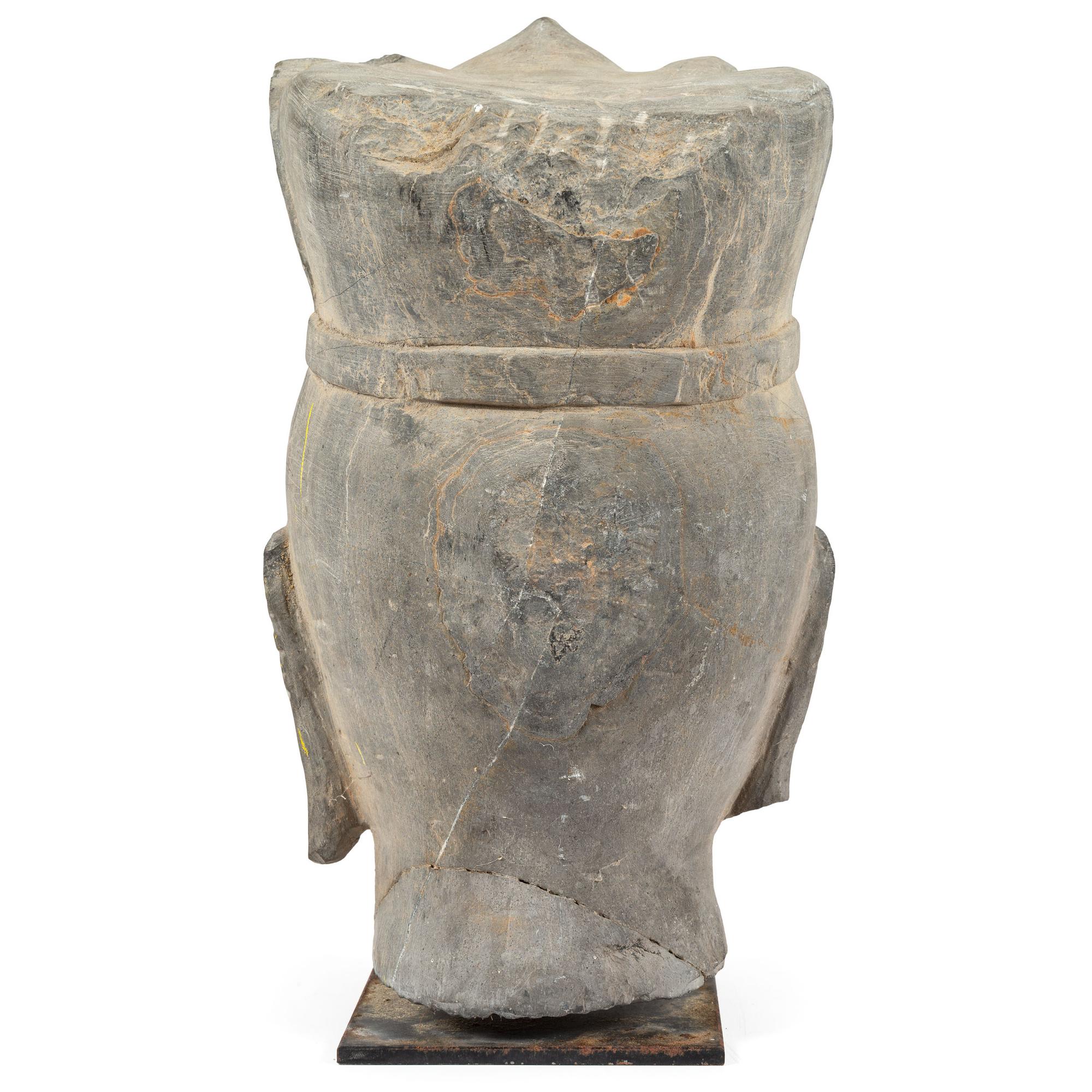 A Carved Stone Buddha Head