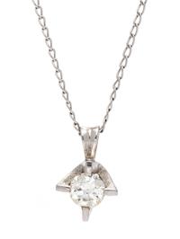 A 14 Karat White Gold and Diamond Pendant/Necklace,
