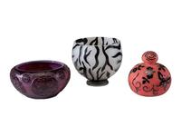 Three Art Glass Vessels