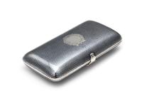 A Russian Niello Silver Cigarette Case, Mark of S. Stroganov, Assay of Viktor Savinsky, Moscow, 1865, the patterned niello decoration w