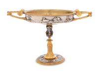 A French Gilt and Silvered Bronze Tazza by Henry Cahieux (French, active 19th Century)