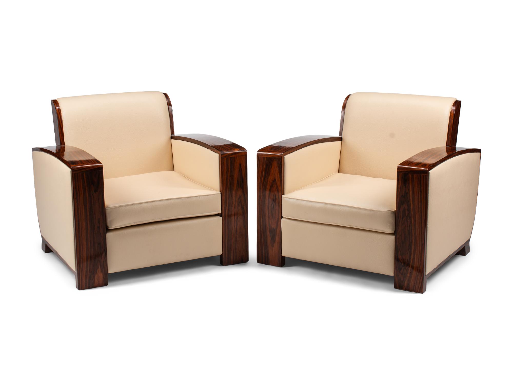 A Pair of Art Deco Style Rosewood Lounge Chairs