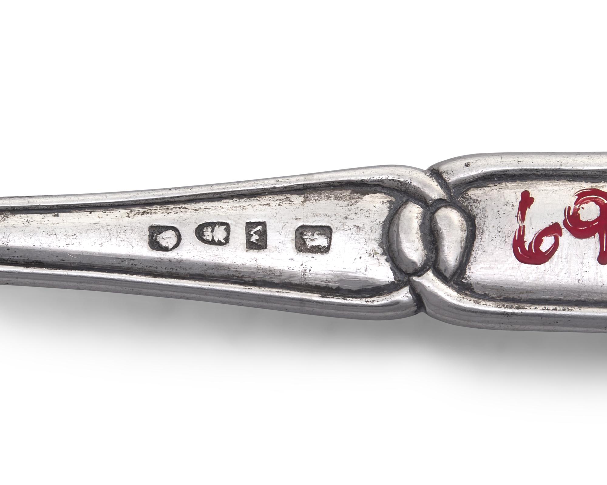 A Chinese Export Silver Punch Ladle and Fish Knife