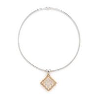 Rutilated Quartz, Diamond, and Bicolor Gold Pendant Necklace