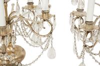 A Pair of Louis XV Style Cut Glass Five-Light Girandoles in Silvered Wood Bases