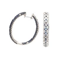 SAPPHIRE AND DIAMOND HOOP EARRINGS