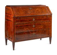 An Italian Walnut and Marquetry Slant-Front Bureau