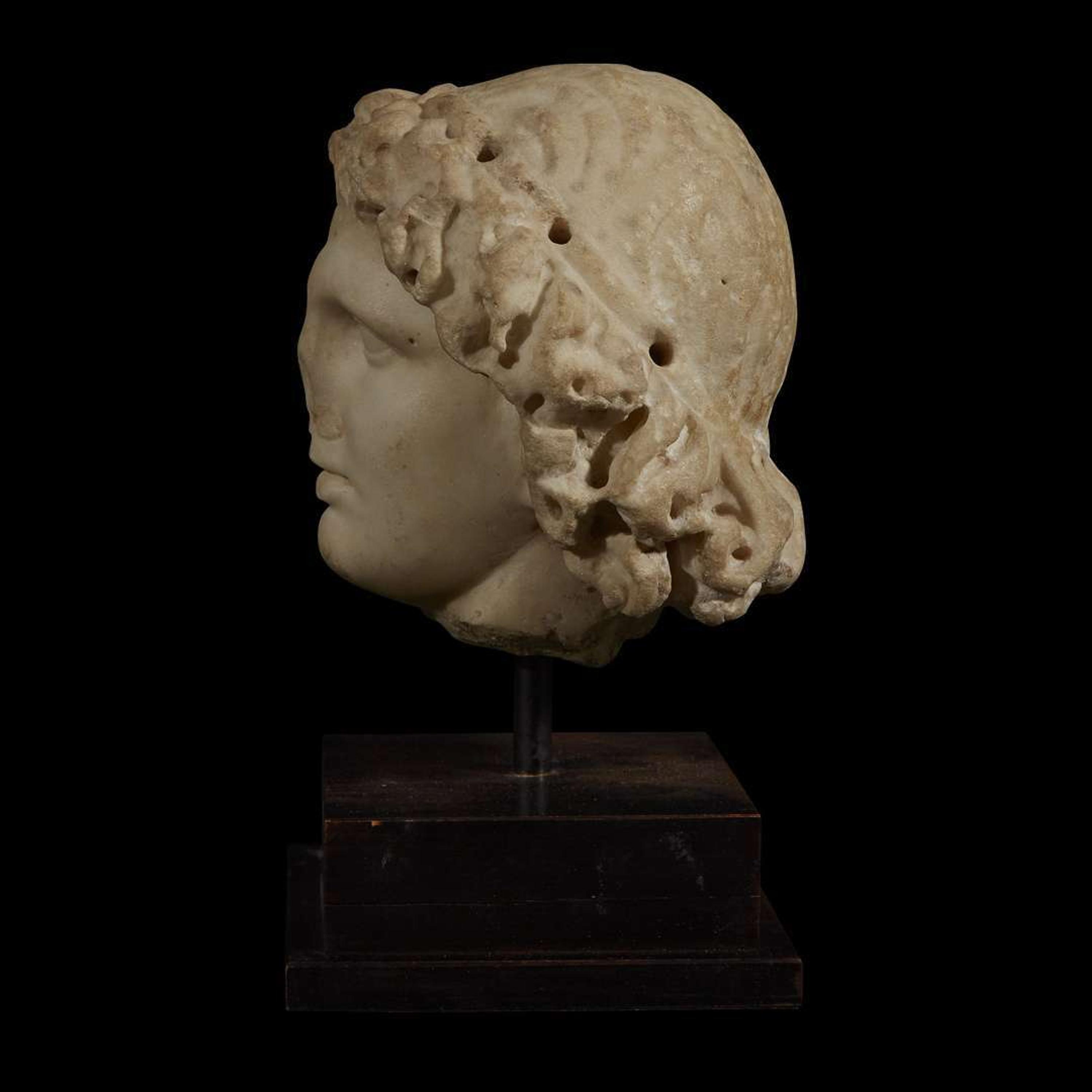 ROMAN HEAD OF ALEXANDER THE GREAT AS HELIOS C. 2nd Century AD