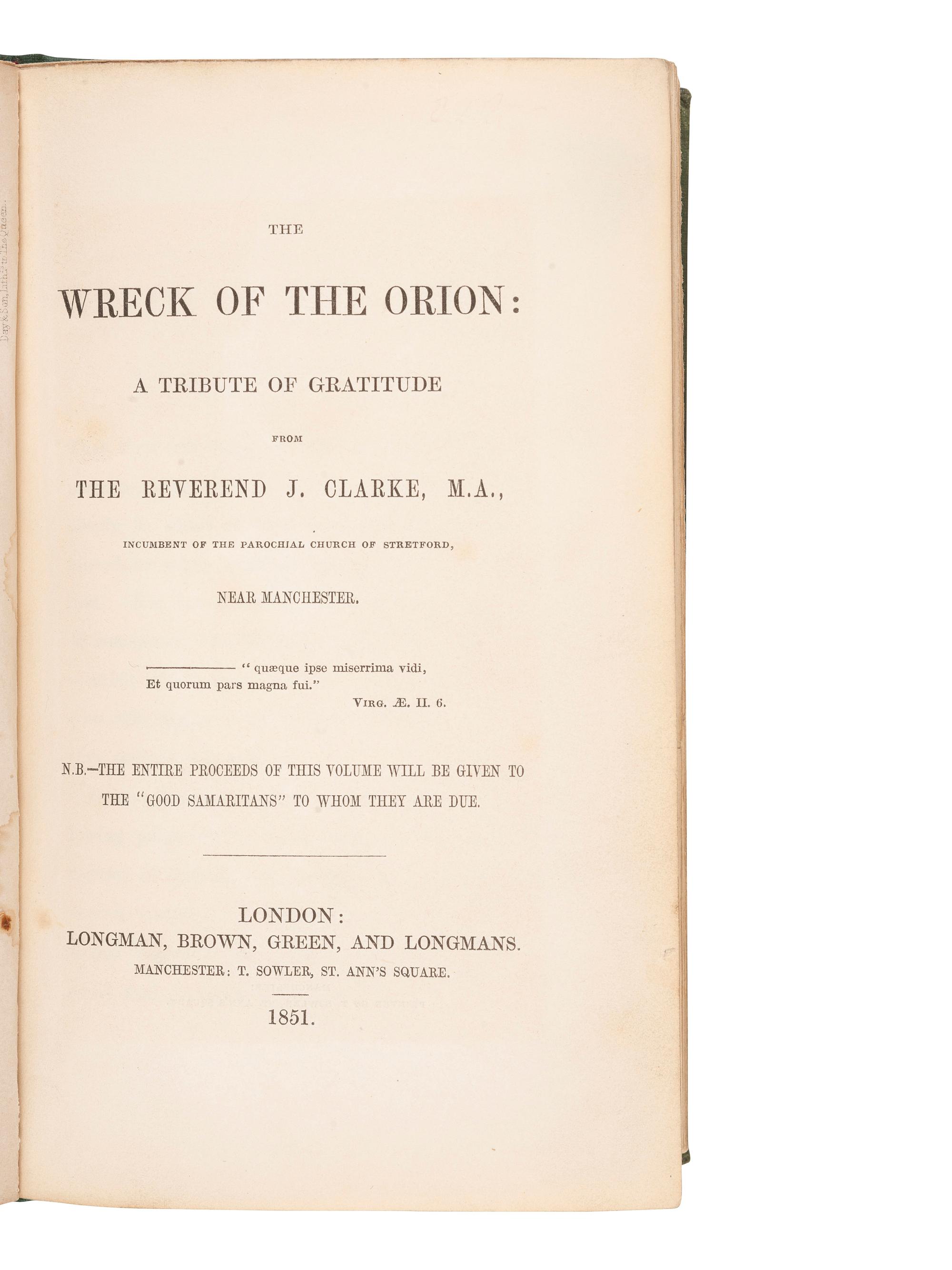 [SHIPWRECKS]. A group of 5 works about famous shipwrecks, comprising:
