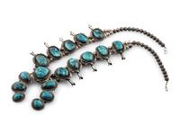 Navajo Silver and Turquoise Squash Blossom Necklace