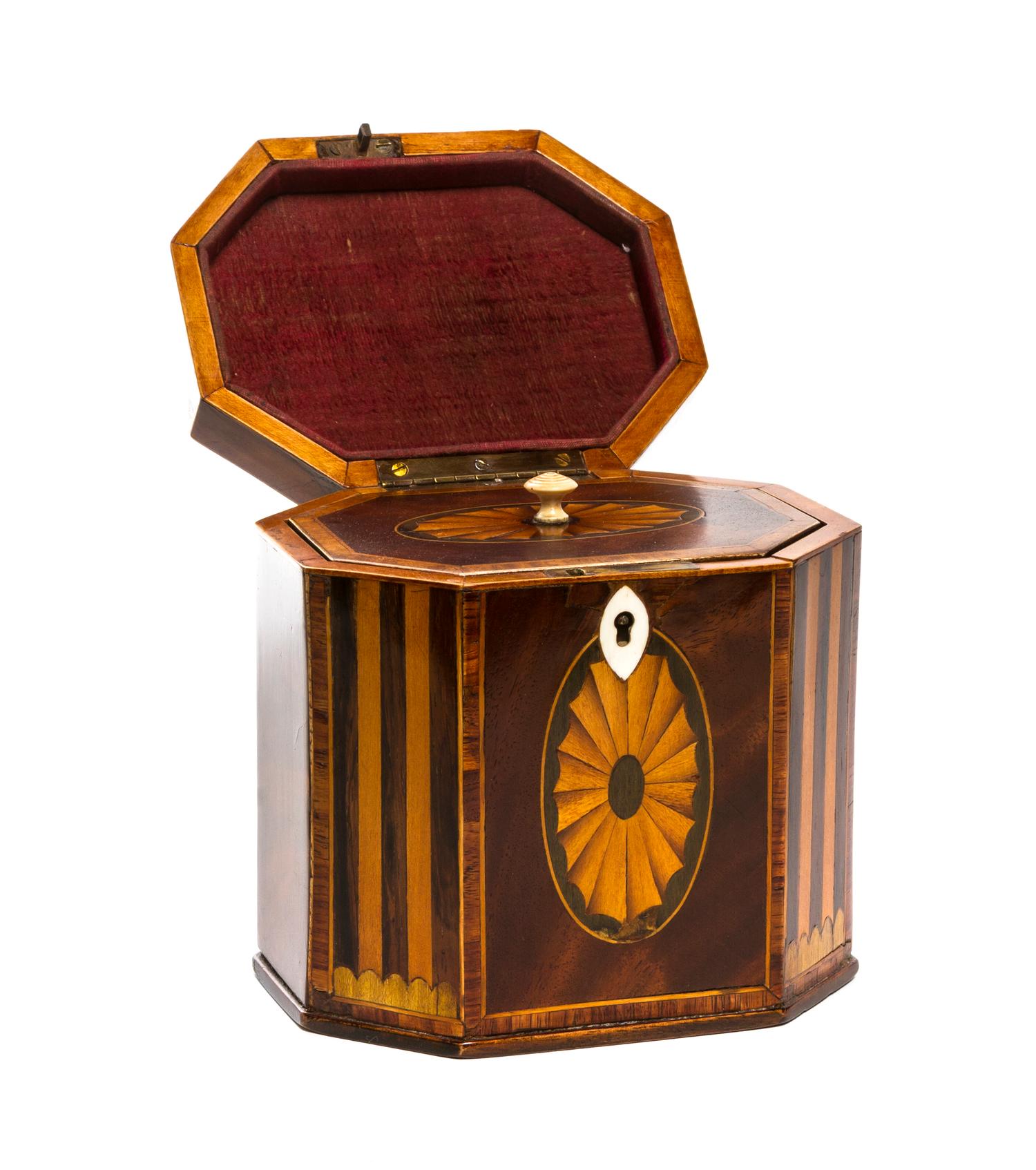 A George III Mahogany Tea Caddy, Height 4 7/8 inches.