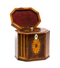A George III Mahogany Tea Caddy, Height 4 7/8 inches.