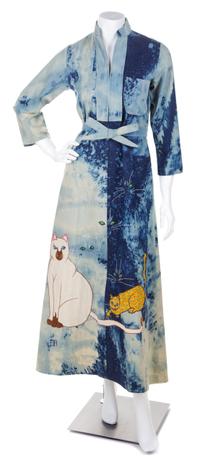 A Stephen Bruce and Leila Larmon "Hey, Diddle Diddle" Denim Cotton Dress, Size XS.