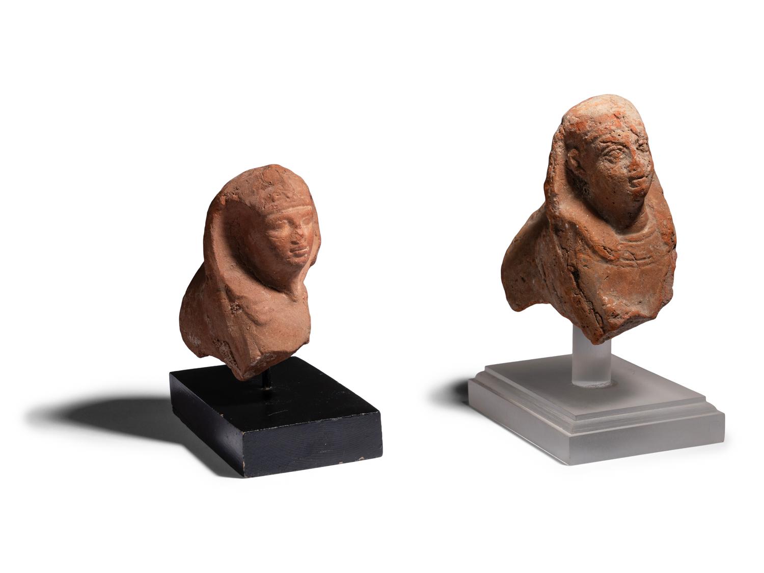 Two Egyptian Terracotta Sphinxes