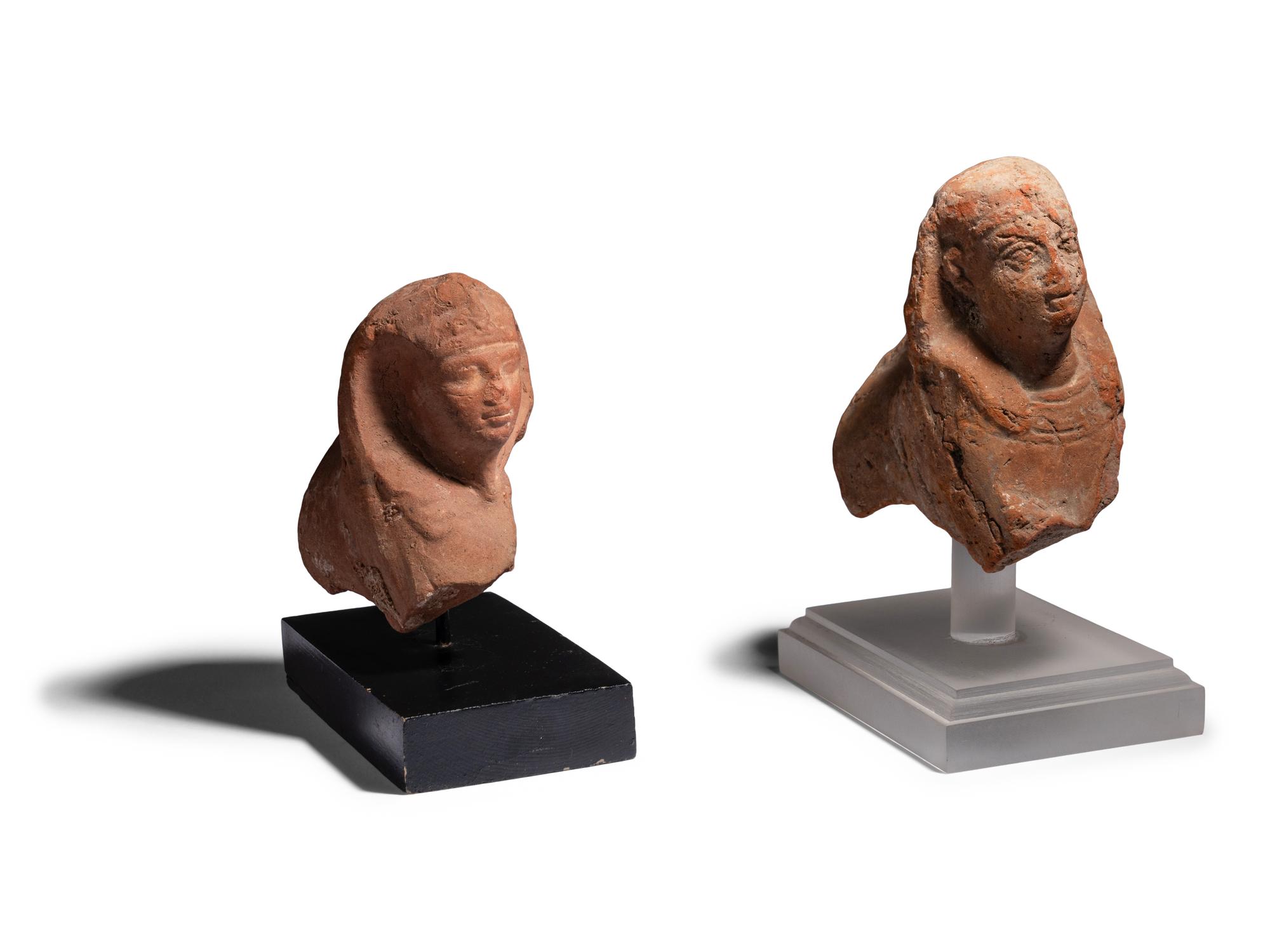 Two Egyptian Terracotta Sphinxes