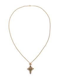GEORGIAN, YELLOW GOLD AND EMERALD CROSS PENDANT