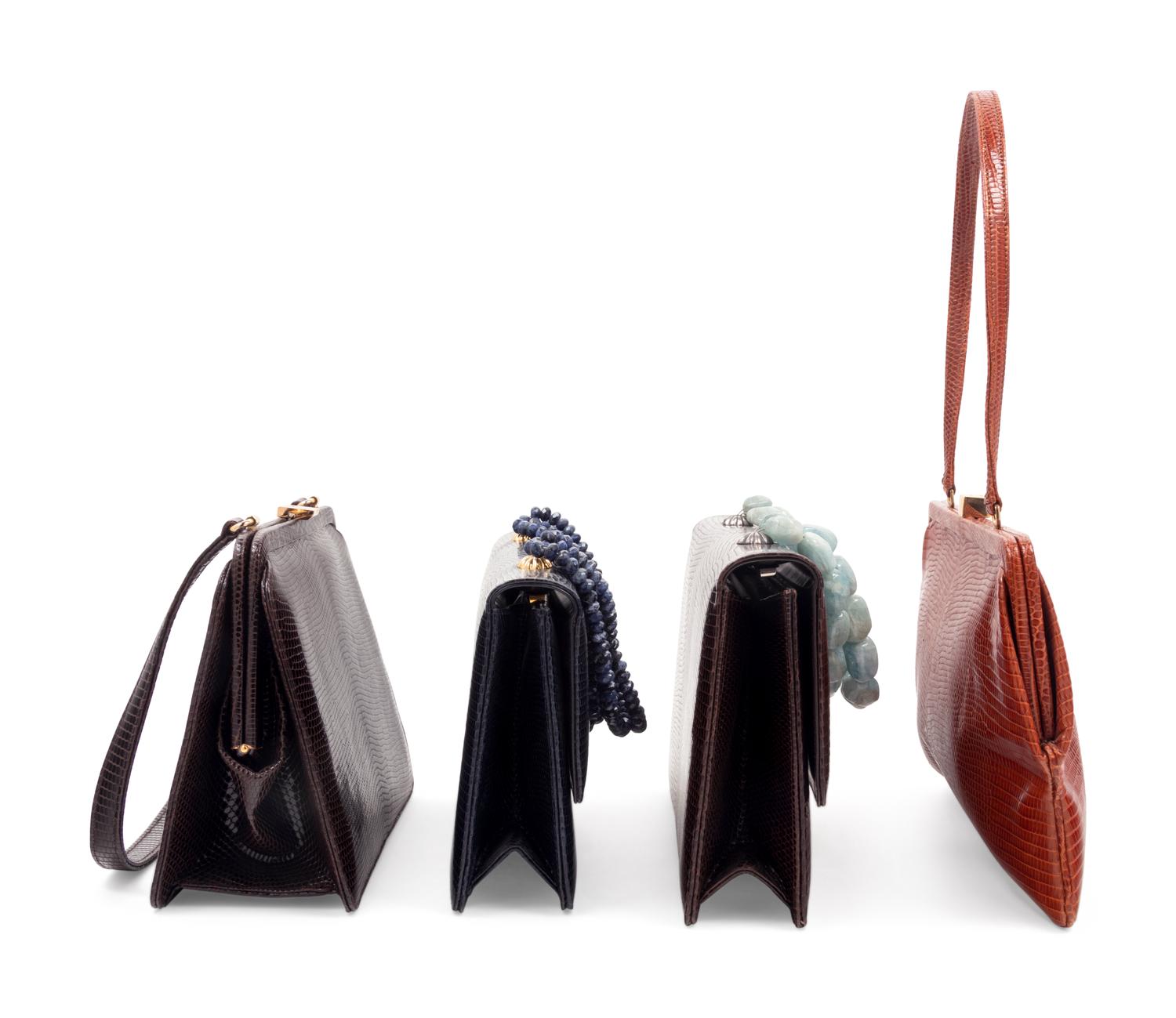 Four Lizard Skin Bags: Two Lambertson Truex, Two Darby Scott
