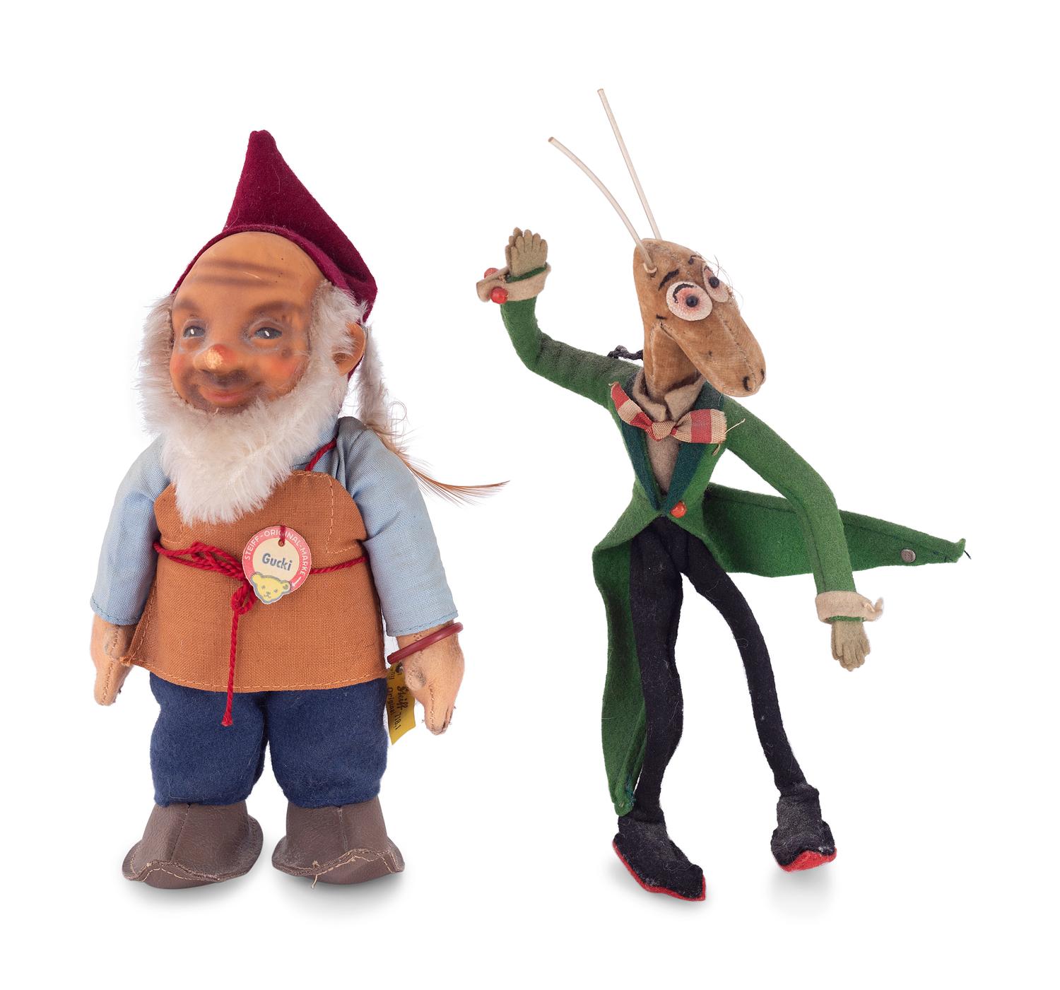 A Group of Vintage Toys, Including Steiff Dolls