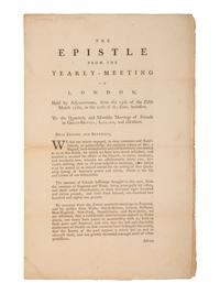 [ENSLAVEMENT & ABOLITION] -- [QUAKERS]. The Epistle from the Yearly-Meeting in London, Held by Adjournments, from the 15th of the Fifth Month 1780, to the 20th of the same, inclusive. [London]:[Society of Friends], [1780].