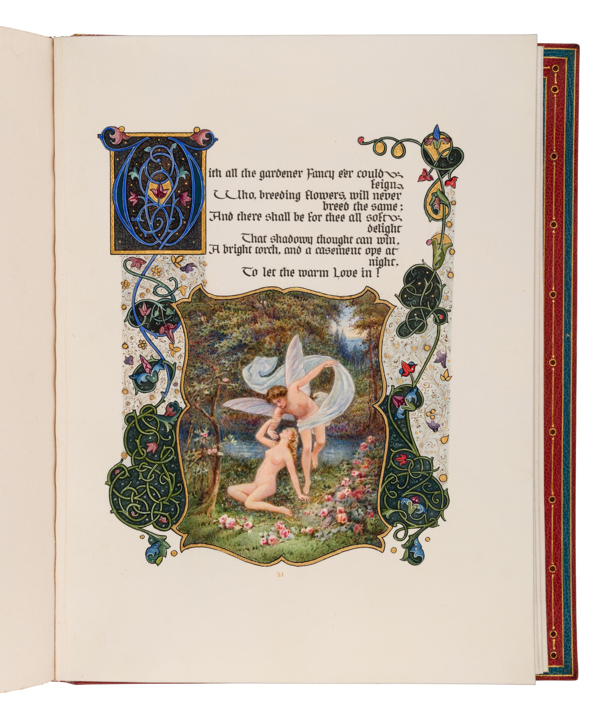 SANGORSKI, Alberto, calligrapher and illuminator. -- KEATS, John (1795-1821). "La Belle Dame sans Merci" -- "Ode on a Grecian Urn" -- "Ode to Psyche." London, 1928.