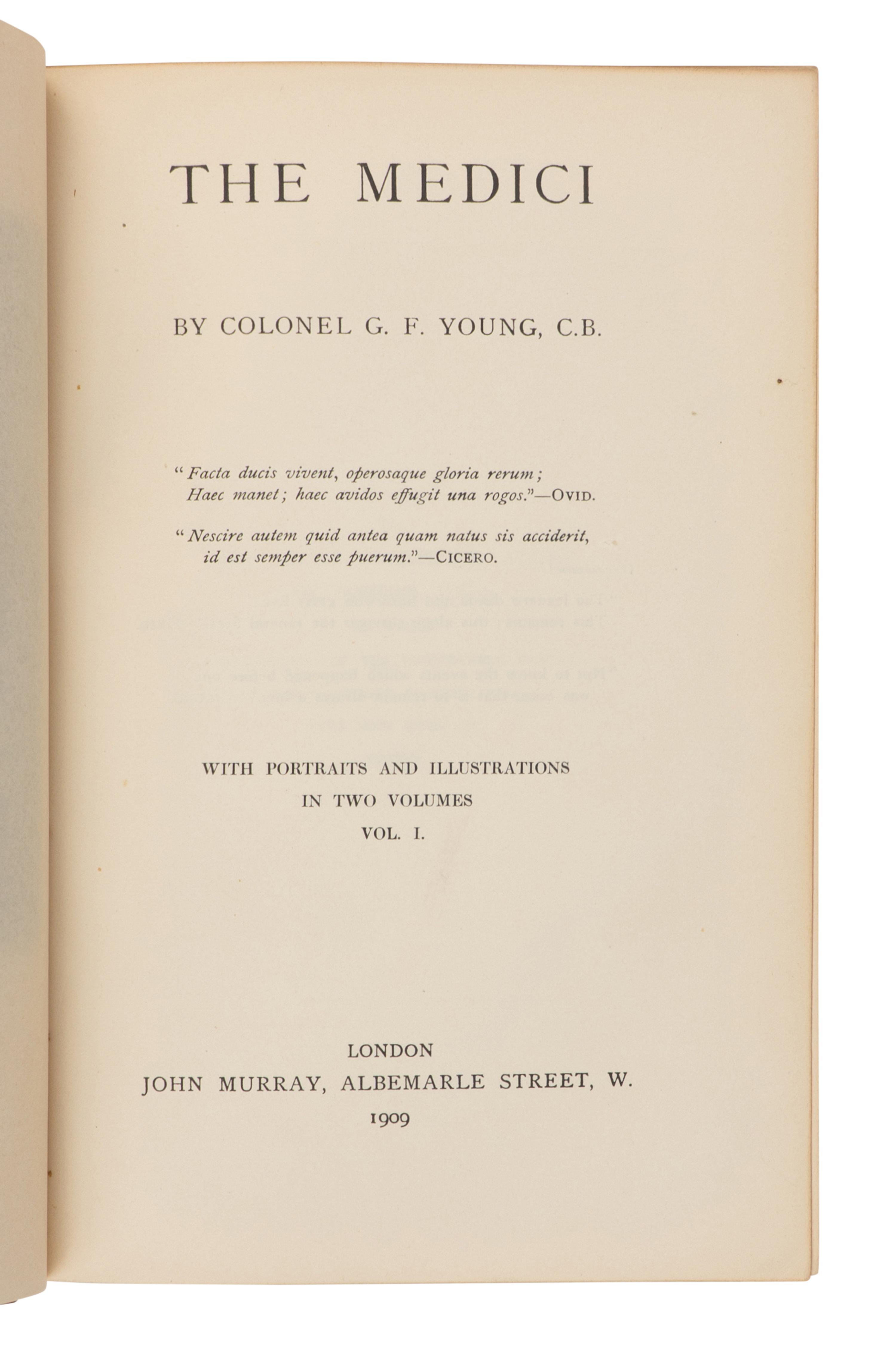 [BINDING]. YOUNG, George Frederic, Col. (1846-1919). The Medici . London: John Murray, 1909.