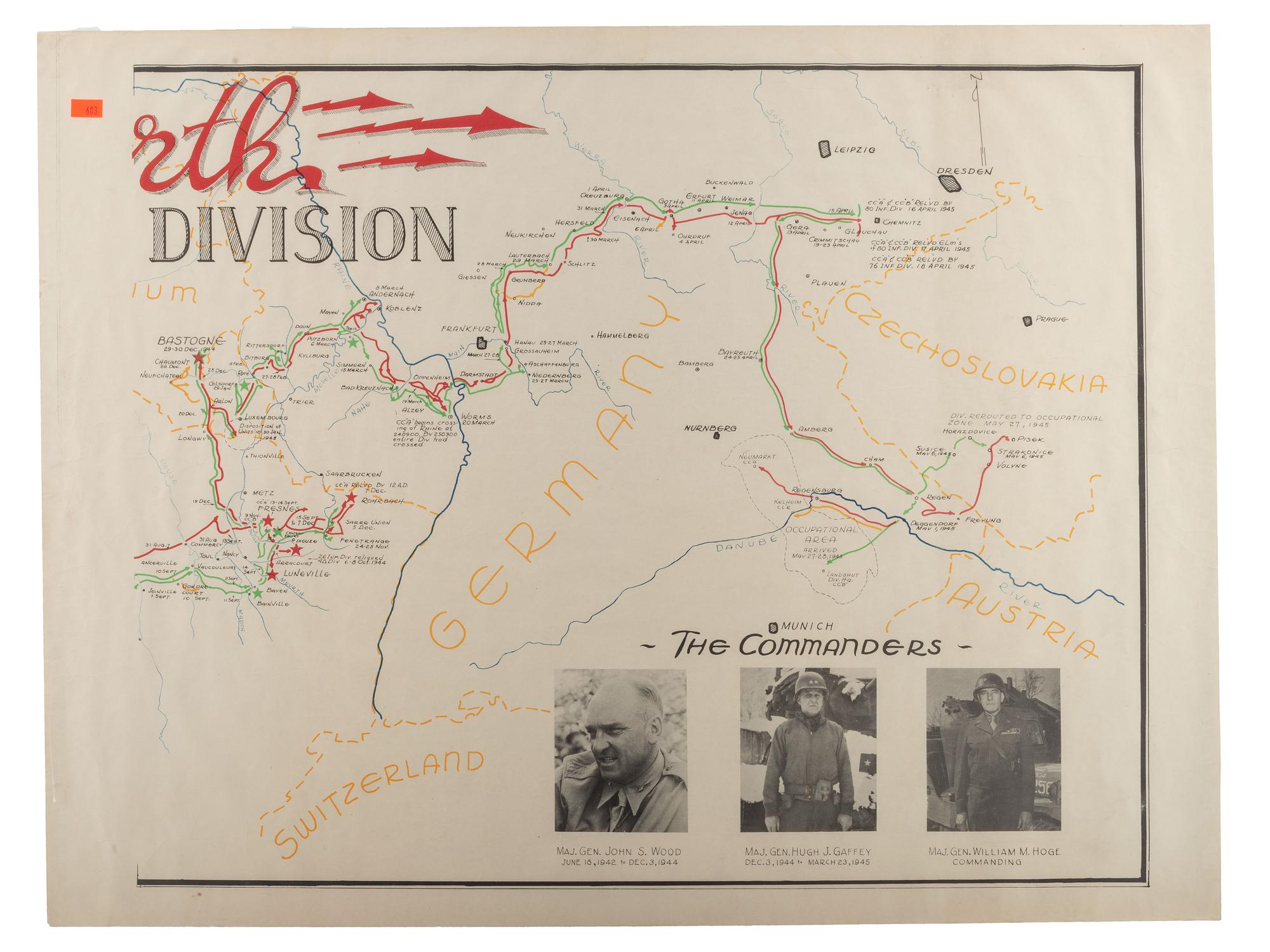 [World War II]. Maps of 4th Armored Division with Type EE binoculars.