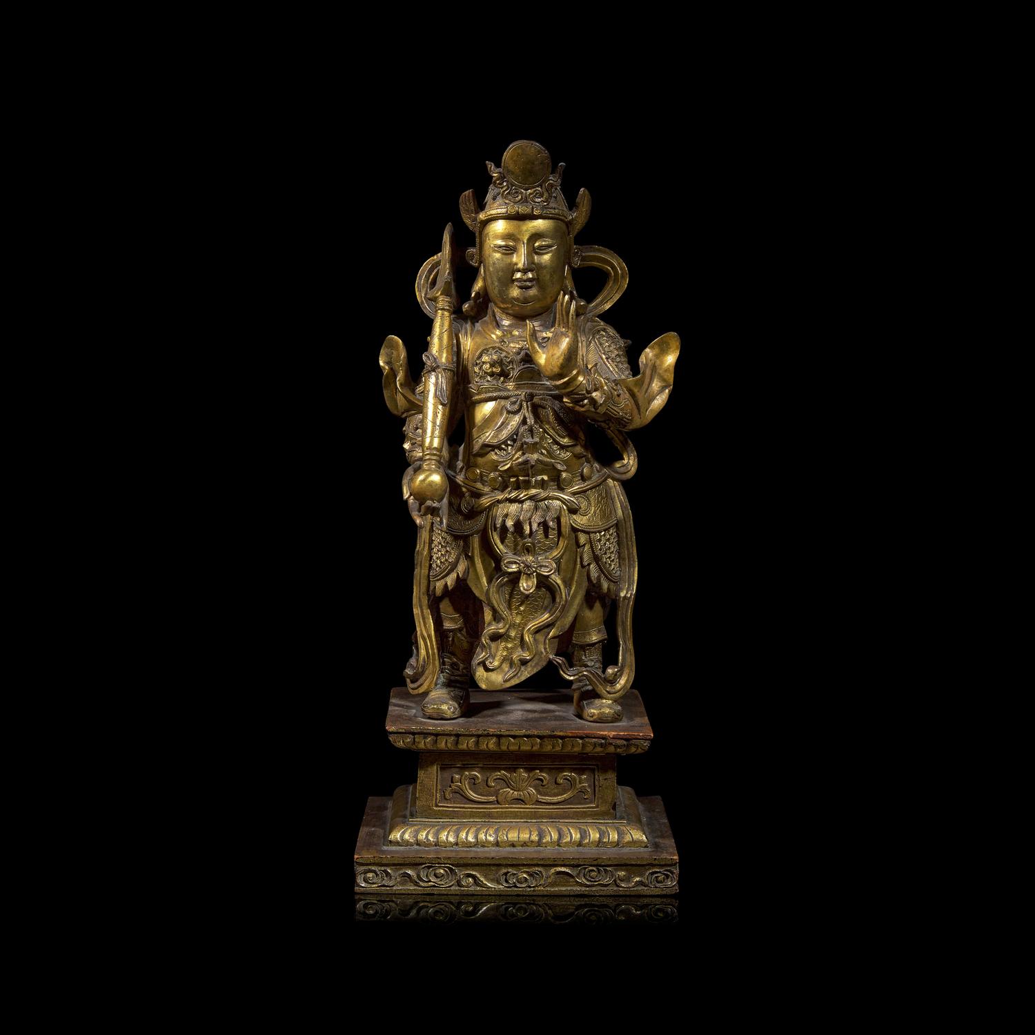 A Chinese Gilt Bronze Figure of Weituo Pusa , Ming Dynasty 明 鎏金銅韋陀