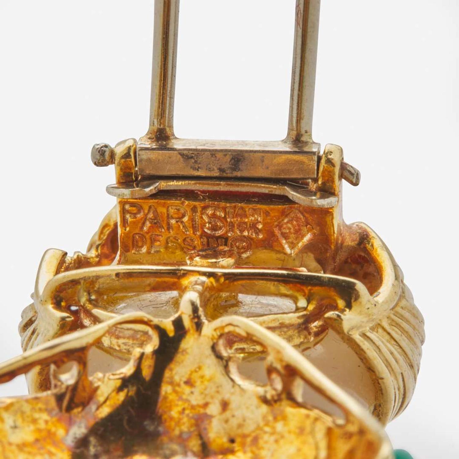 An 18K Yellow Gold and Gemstone Brooch by Dessin Dessin, Paris