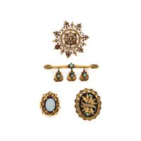 Collection of Mutigem and Yellow Gold Brooches