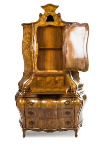 A German Burlwood Secretary LATE 19TH CENTURY Height 97 x width 62 x depth 27 inches. — LATE 19TH CENTURY