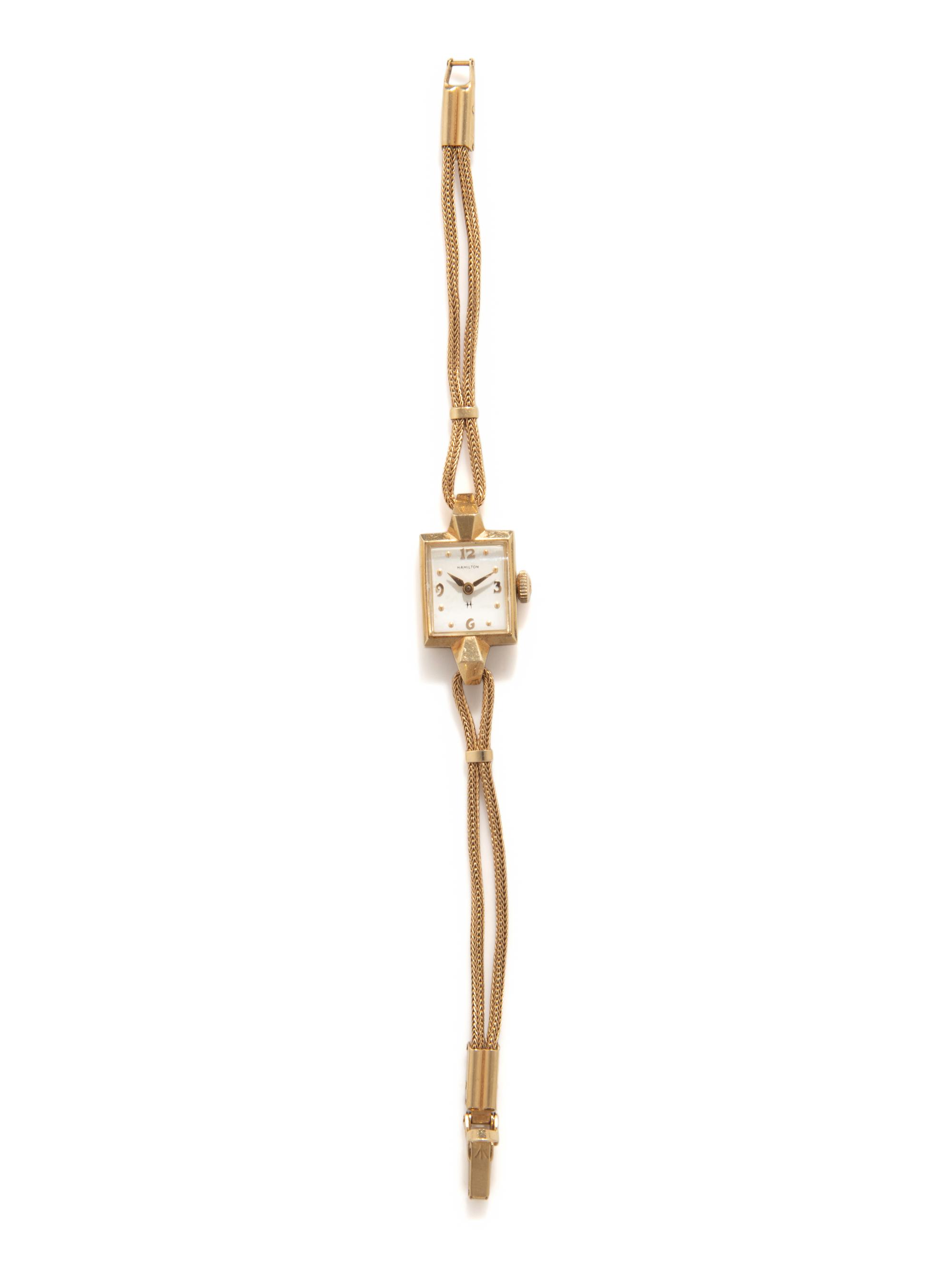 HAMILTON, RETRO, YELLOW GOLD WATCH