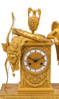 An Empire Gilt Bronze Figural Mantel Clock