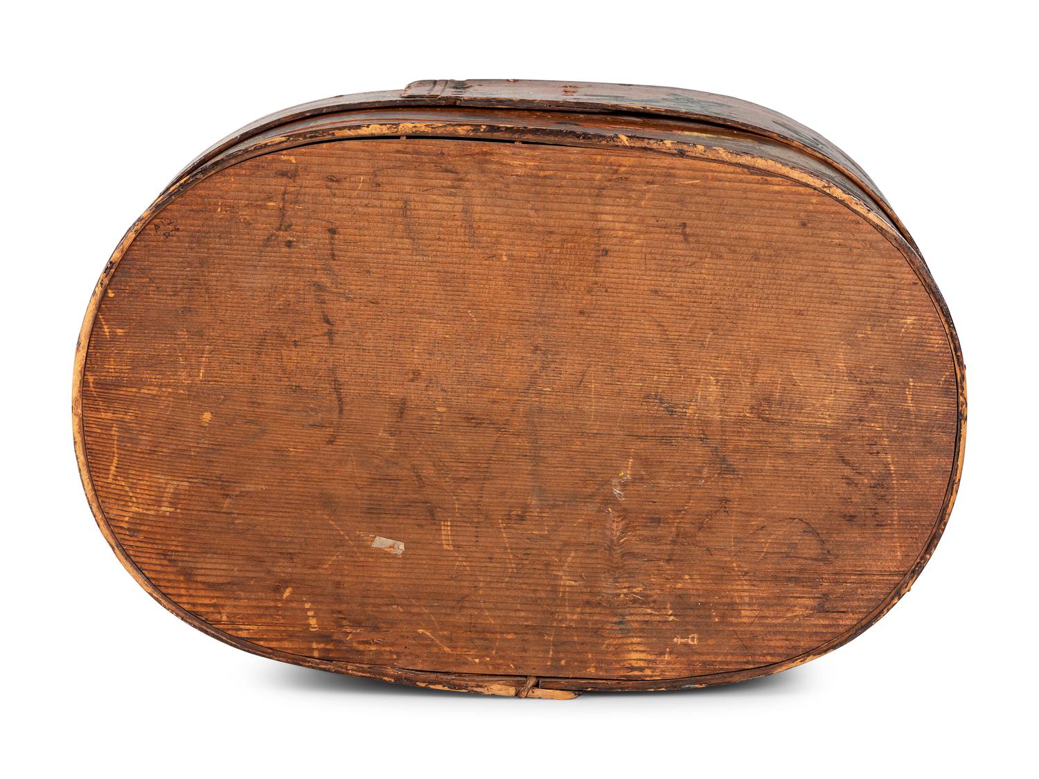 A Pennsylvania Polychrome Painted Bentwood Hat Box