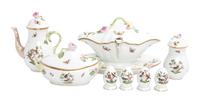A Group of Eight Herend Porcelain Serving Articles Height of first 6 1/2 inches.