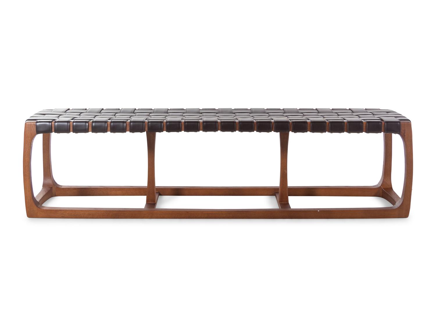 A Woven Leather Upholstered Bonhill Bench Retailed by Jayson Home