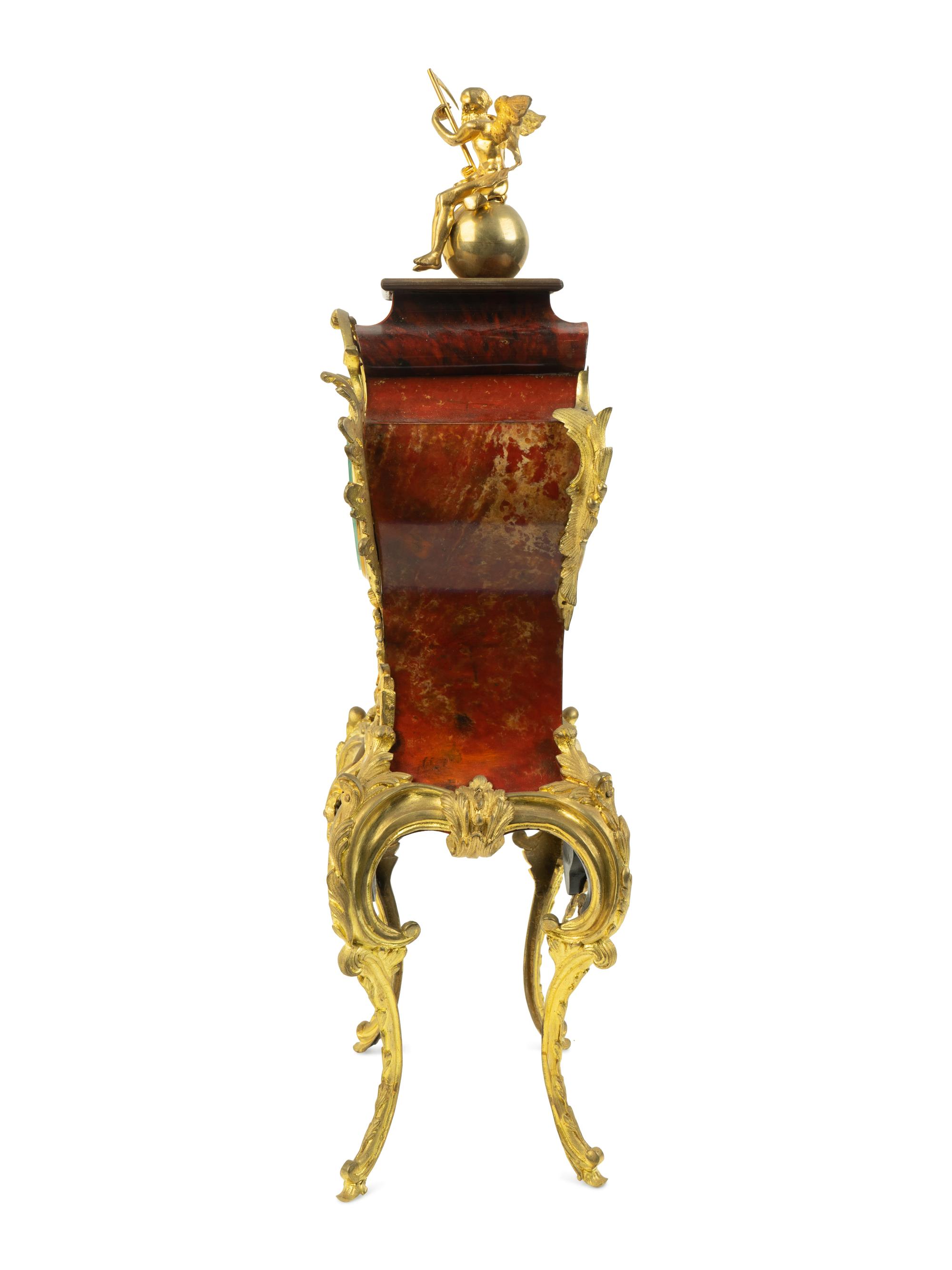 A French Gilt Bronze Mounted Tortoiseshell Veneered Clock — 19TH CENTURY