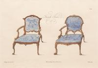 A Set of Eleven Giltwood-Framed French Colored Furniture Engravings
