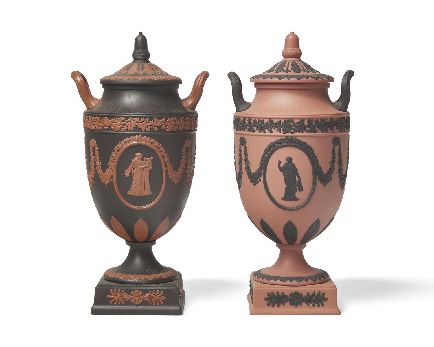 Two Wedgwood Jasperware Covered Urns