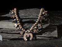 Navajo Child's Silver and Turquoise Cluster Squash Blossom Necklace